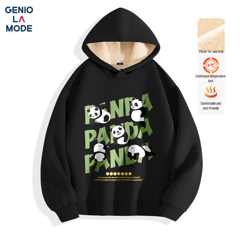 GENIOLAMODE Men's Lamb Fleece Printed Hoodie