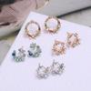Korejská móda Jednoduché barevné náušnice s květinami Čiré Temperament Křišťálové kamínky Náušnice s okvětními lístky Populární doplňky Velkoobchod
