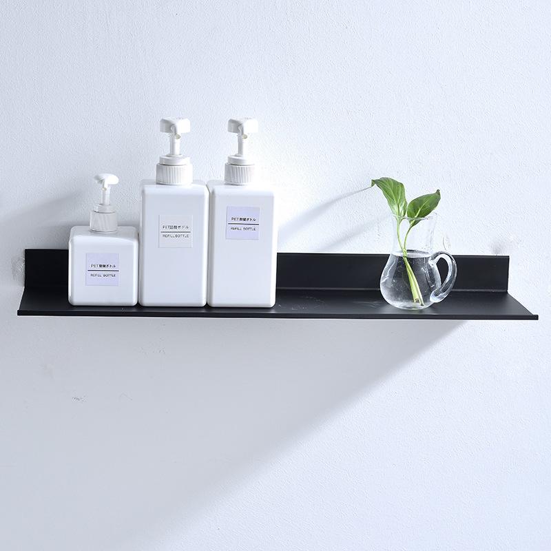 Black Bathroom Rectangular Storage Shelf Mirror Front Shelf Space Aluminum Matte Bathroom Organizer Rack60cm 2 pcs