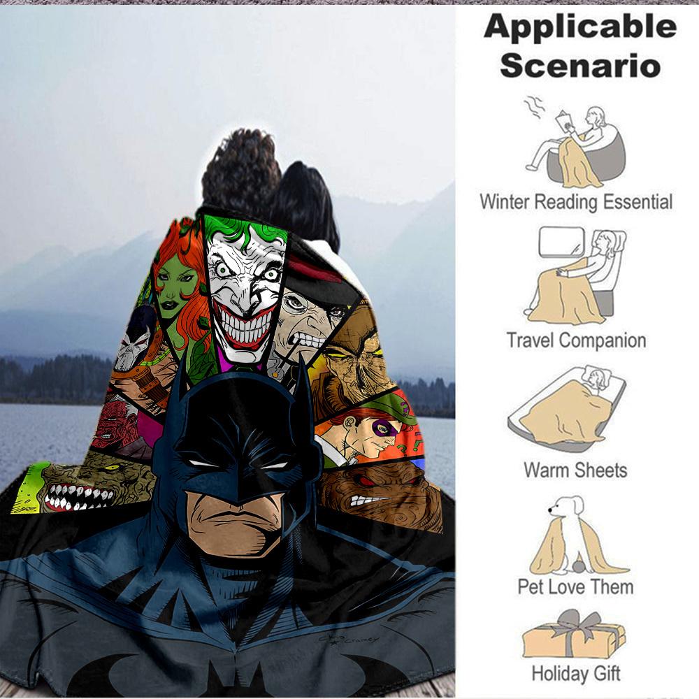1pc Batman Flannel Throw Blanket Lightweight Soft Warm All Season Blanket for Sofa, Bed, Travel, Camping L1024184