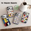 Grid T-TOPLBPCS M-Mondrian  Phone Case For iPhone17,16,15,14,13,12,11 Plus,Pro Max Magnetic For Magsafe Wireless Charging