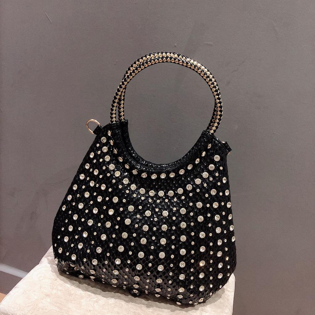 New Summer Fashion Water Diamond Big Bag Tidal Diamond Embedding Single Shoulder Crossbody Women's Bag Large Capacity Versatile Diamond Bag