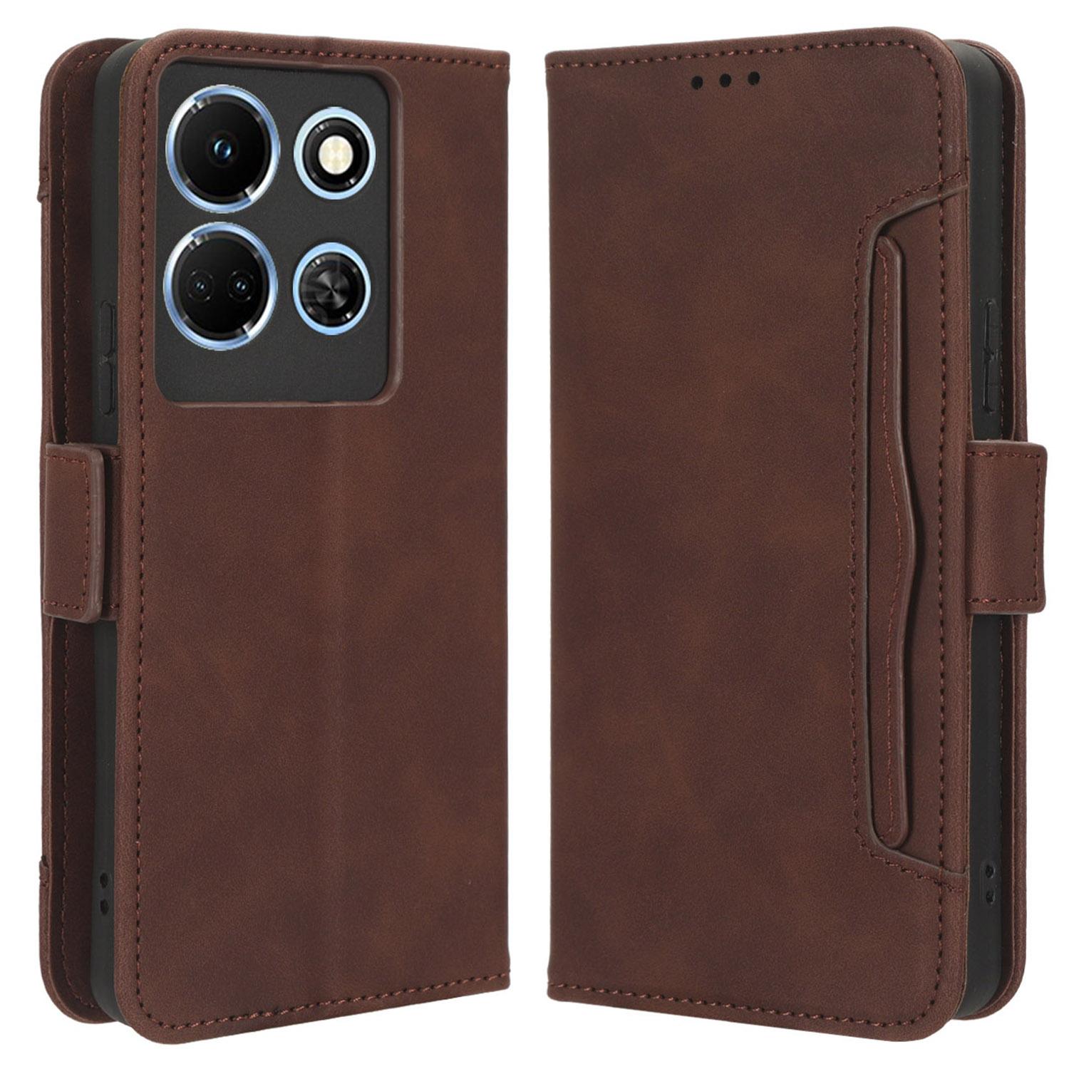 

Для Infinix Note 30 5G X6711 Чехол-подставка с откидной крышкой Множество слотов для карт Кожаный чехол-кошелек из ПУ Brown