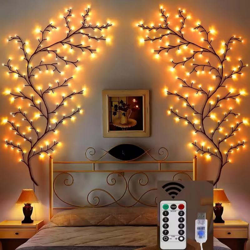 Tree Branch Lamp Bedroom Wall Decoration Willow Vine Tree Light Strip 8 Lighting Modes Diy Atmosphere Light Home Lighting