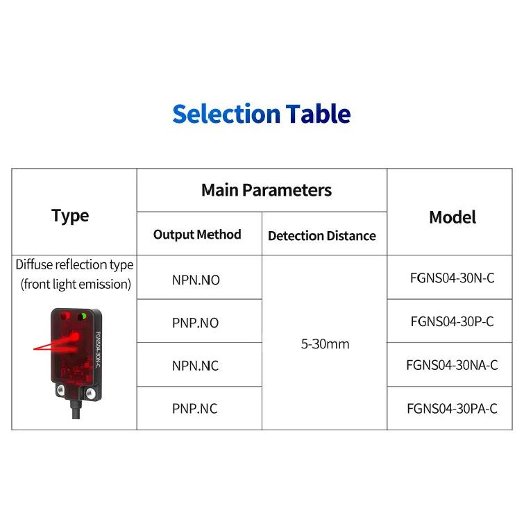 Ultra-Thin FGNS04-30PA-C Photoelectric Light Sensor Front Facing Outgoing Light Accurate Detection Electronic Component