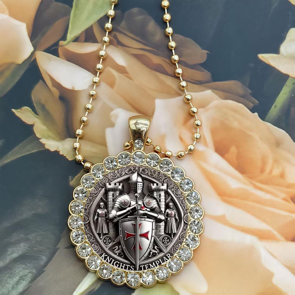 European and American New Shield Round Necklace, High-end Light Luxury Fashion Bead Chain Jewelry