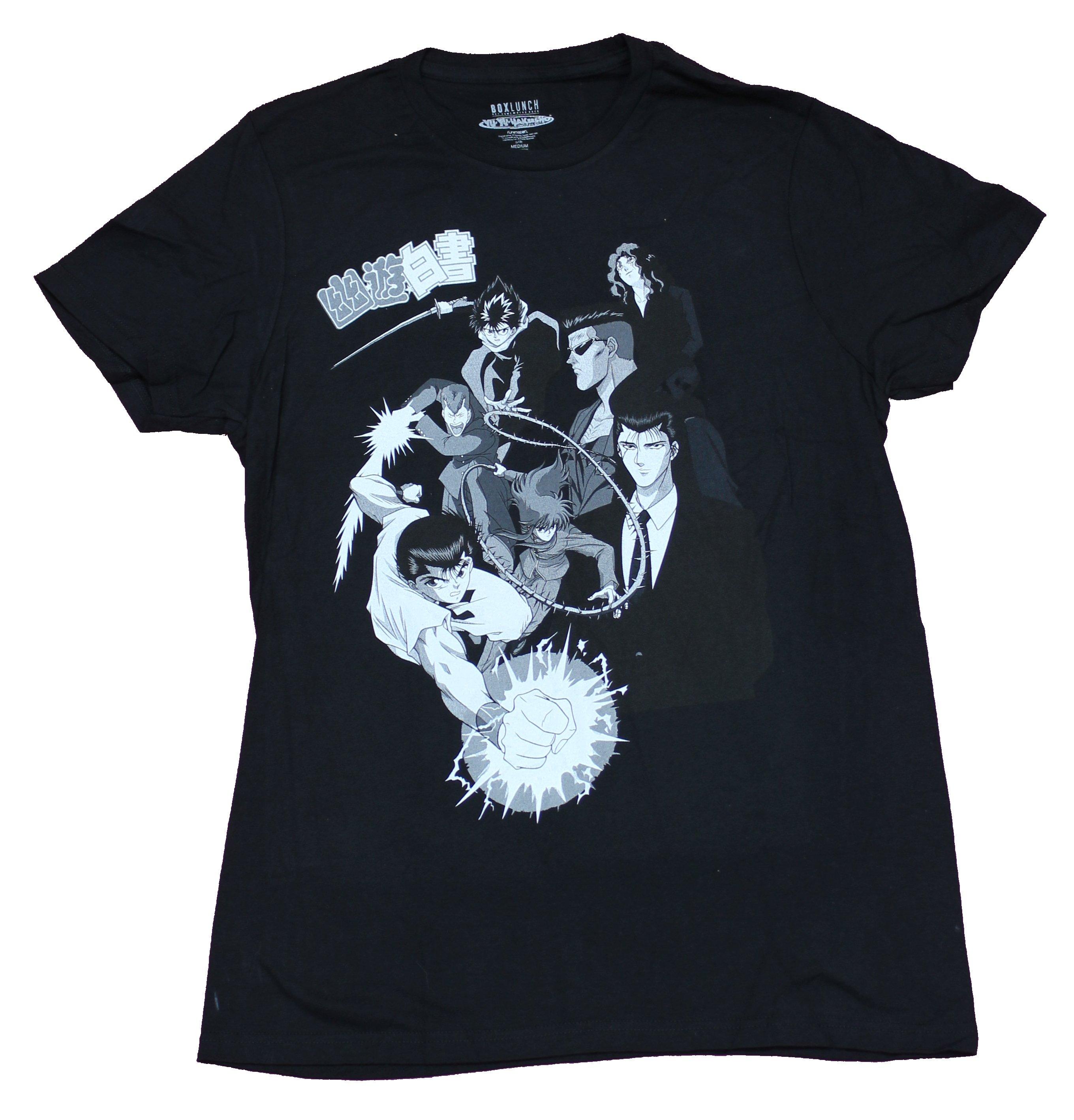 Yu Yu Hakusho Mens T-Shirt - 7 Character Collage On B & W XXXL