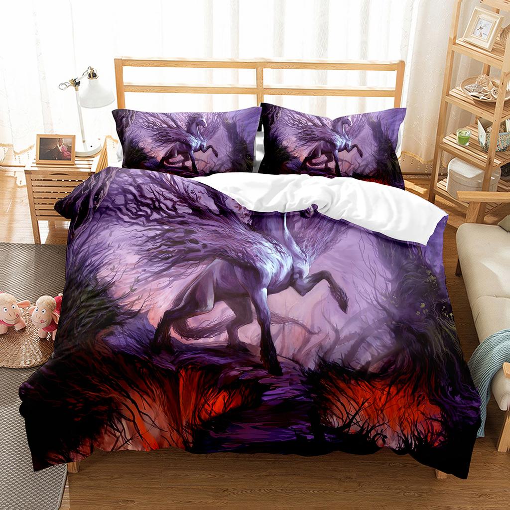 Luxury 3D Bedding Set Europe Queen King Double Twin Duvet Cover Set Comfortable Quilt Cover Bed Set Animal Horse Wild Animals