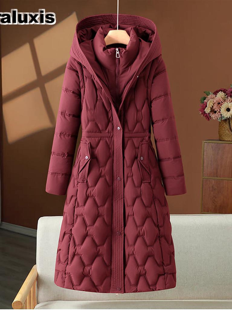 New Slim Fit Long Down Coat Winter Fashion Women's Puffer Cotton Jacket