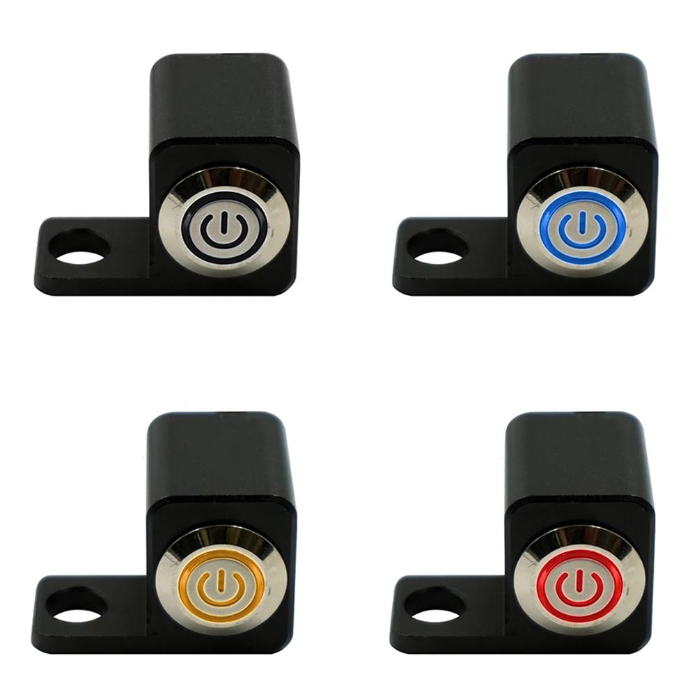 12V Motorcycle Switch 10mm Mirror Mount Motorbike Headlight Hazard Brake Fog Lights Manual-return Switch Waterproof CNC Aluminum