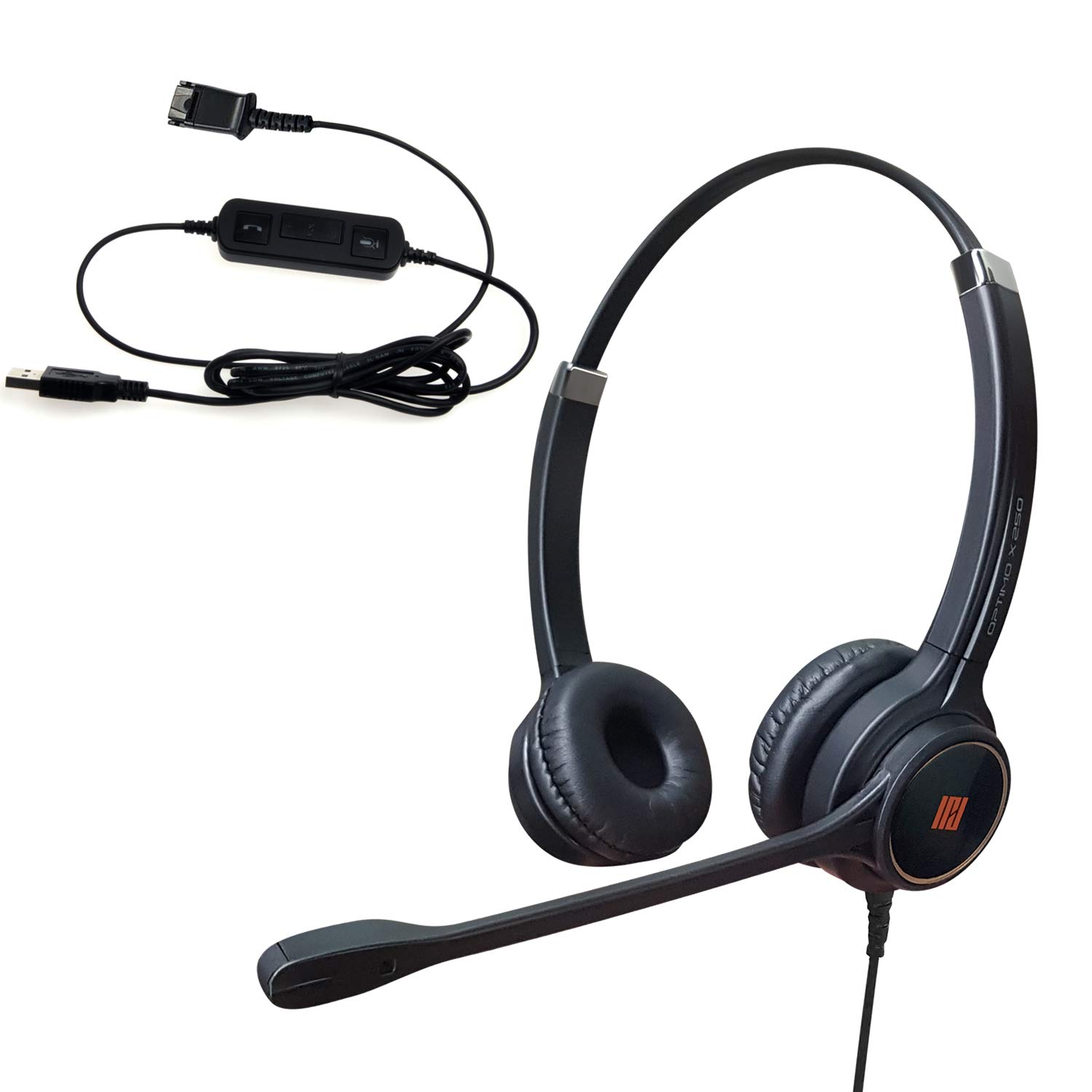 

IPD USB Headset for PC including Microsoft Skype for Cisco and other communications software programs IPH-255 Double-Ear, Noise-Canceling, Softphones,