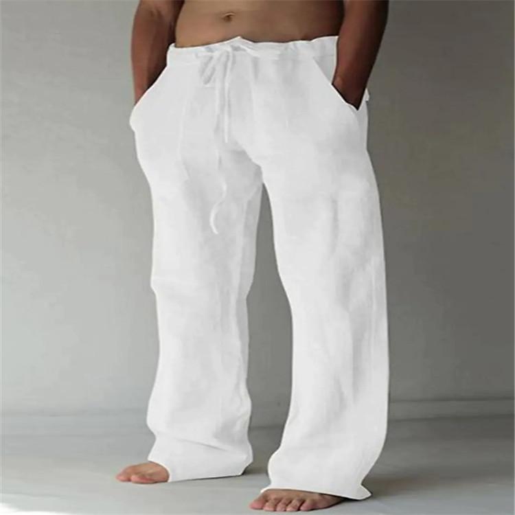Herren Locker Lässige Hosen Sommer Neu Elastischer Bund Kordelzug Atmungsaktiv Sport Lange Hosen
