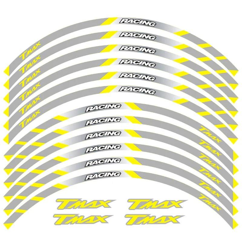 12 Strips Motorcycle Reflective Decals Wheels Moto Rim Stickers Decoration Styling Protection Rim Sticker For YAMAHA T MAX