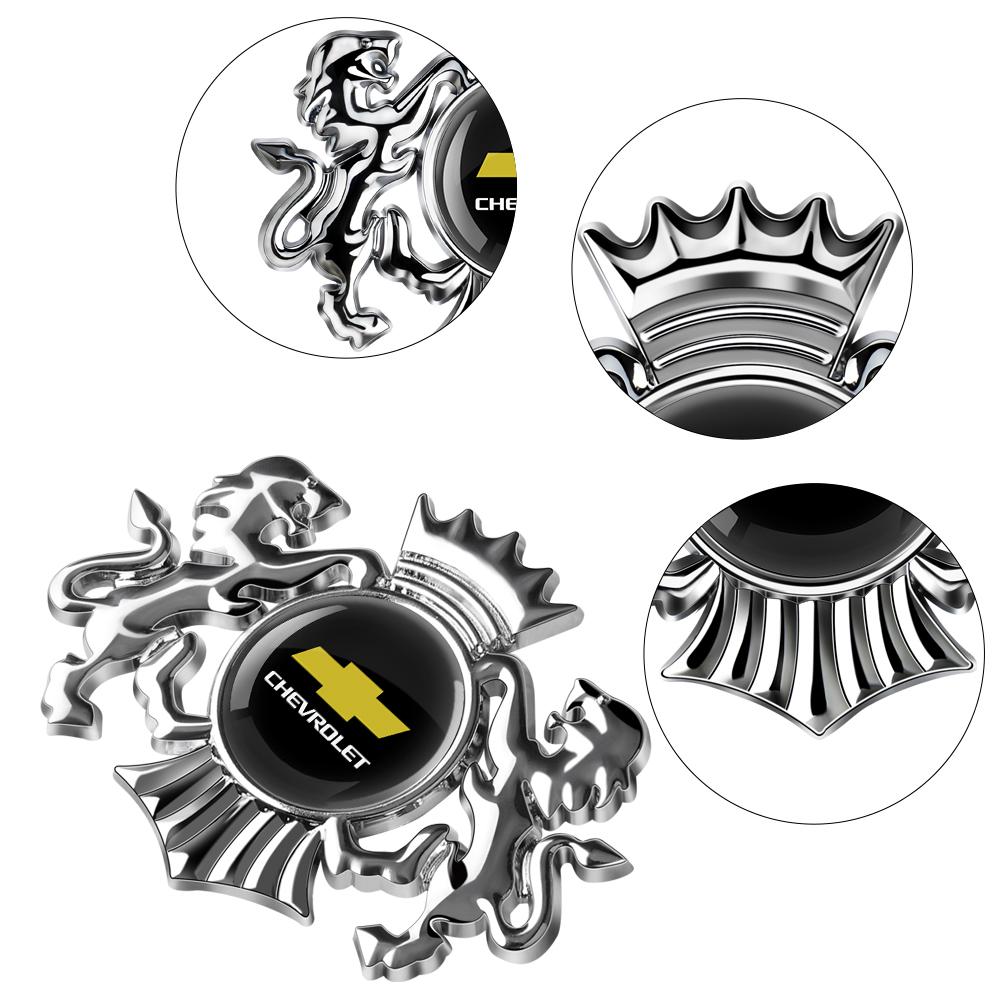 AABLI1 Insigne Emblème Couronne Lion 3D Métal Autocollants Voiture Accessoires Décoration Décalcomanie Pour Chevrolet Silverado Trailblazer Suburban Traverse