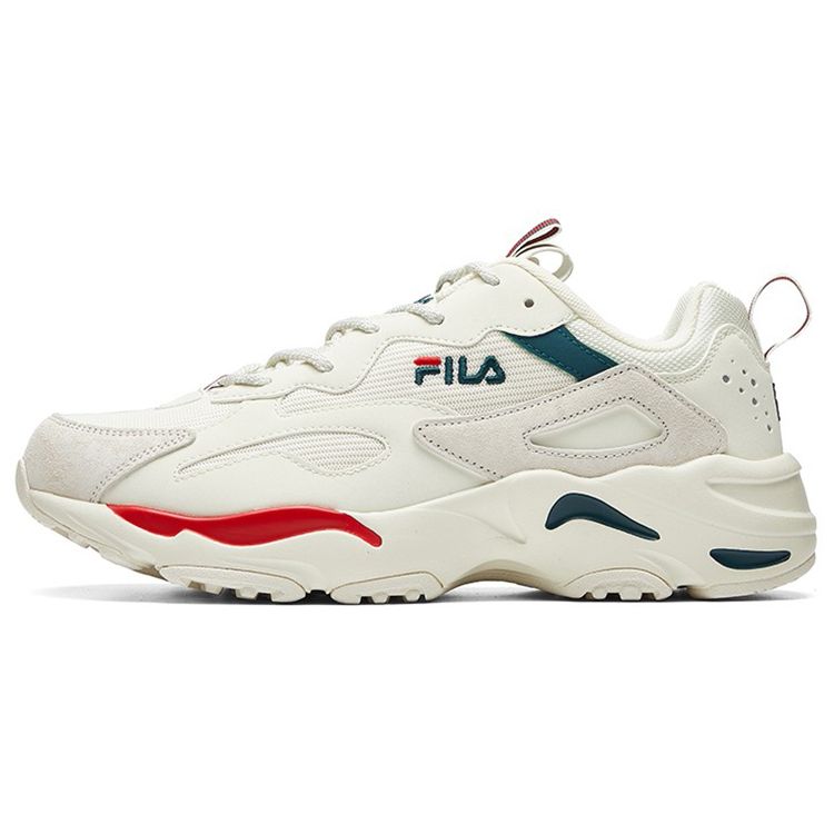 Fila Tracer Synthetic Leather Suede Retro Shock Absorbing Non-Slip Wear-Resistant Low-Top Dad Shoes Men Sneaker Off-White Fire-Red F12M011109FWR