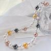 Vintage High Quality Maillard Mixed Color Shijia Pearl Sweater Chain Necklace Collarbone Chain