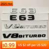 2025 Hot 3d Black Chrome Letters For Car Trunk Stickers Mercedes Benz E63 AMG W213 W212 Fender V8 BITURBO Emblem Trunk Logo Cces