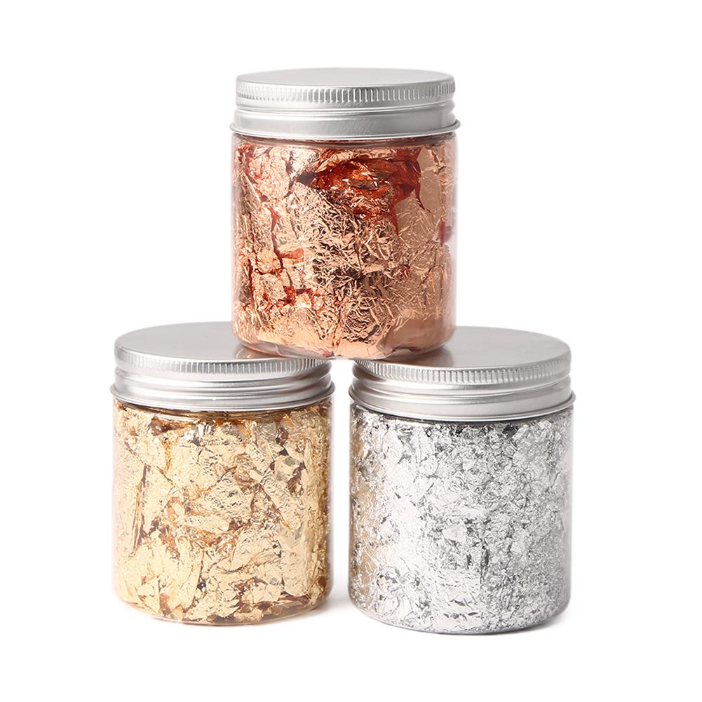 Rose Gold Foil Imitation Flake Silver Leaf Fragments Sequins Glitter Paper Confetti Nail Beauty Cosmetic DIY Art Crafts