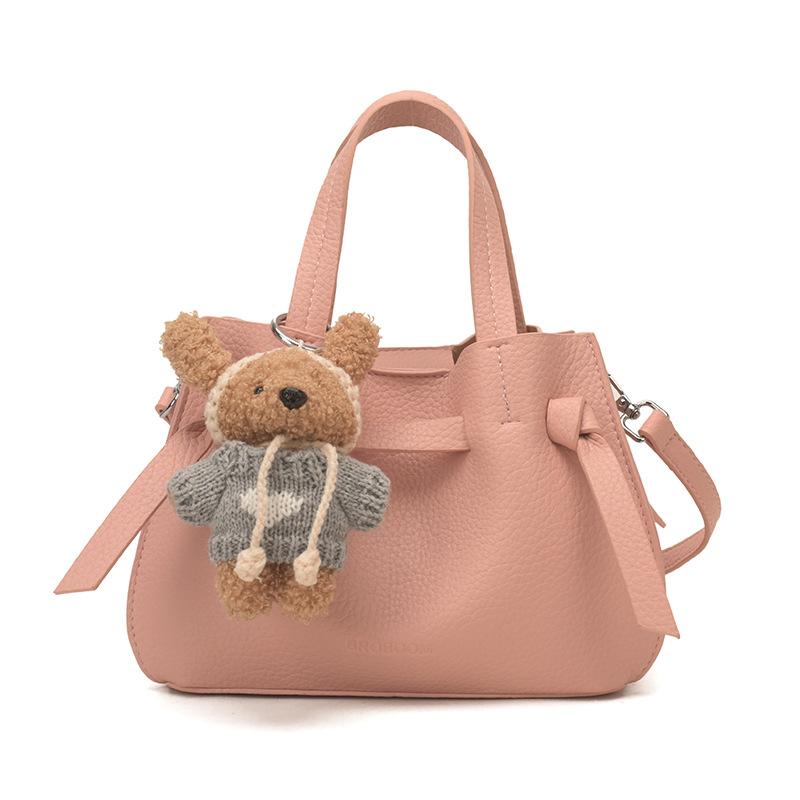 

Trendy Lychee Patterned Bucket Bag, Sweet Handbag for Girls, Retro and Simple Commuting Crossbody Bag Add accessories розовый