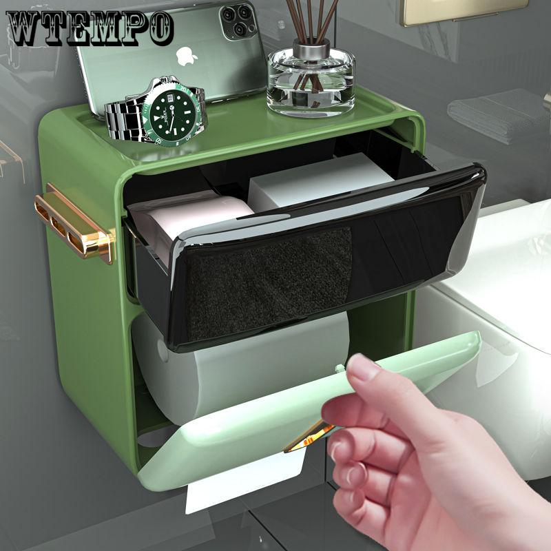 Toilet Wall Mounted Paper Towel Box Punch Free Toilet Paper Drawer Roll Toilet Paper Box Toilet Shelf