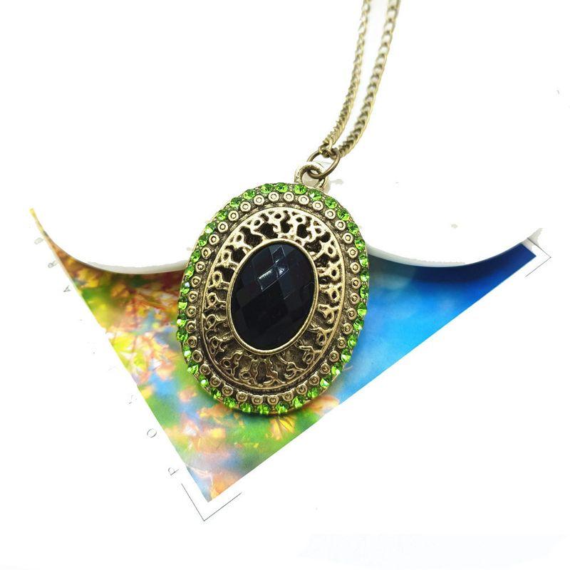 X325 Fashion Retro Ornament Leopard Print Peach Heart Necklace Sweater Chain Necklace Sweater Chain Couple Jewelry [Small]]