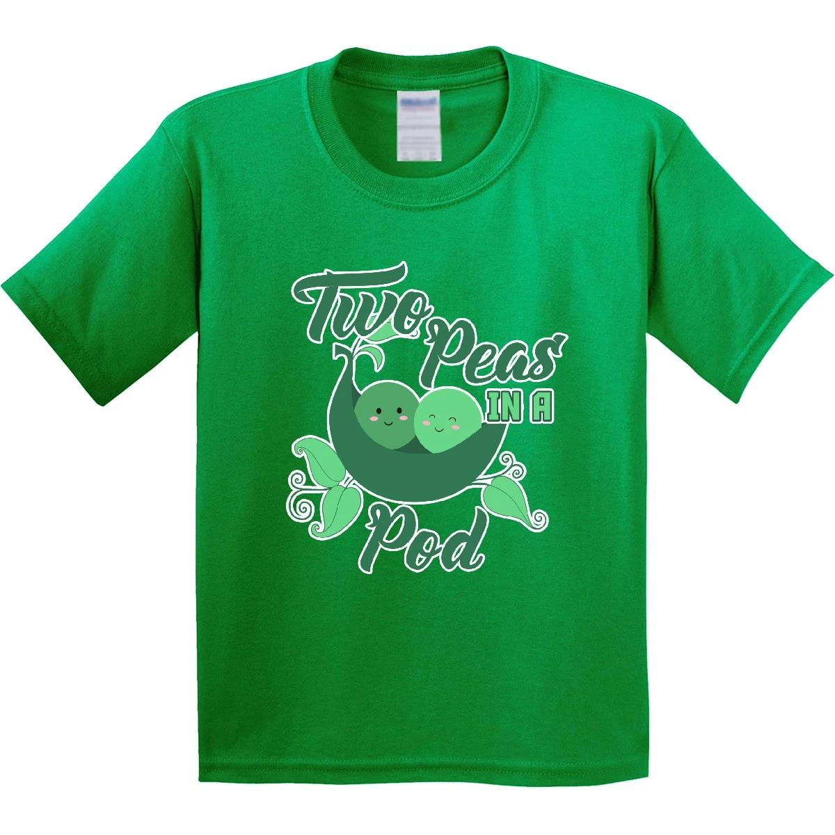 Inktastic Two Peas In A Pod With Faces Youth T-Shirt Children Twins Pea Cute Tee 160