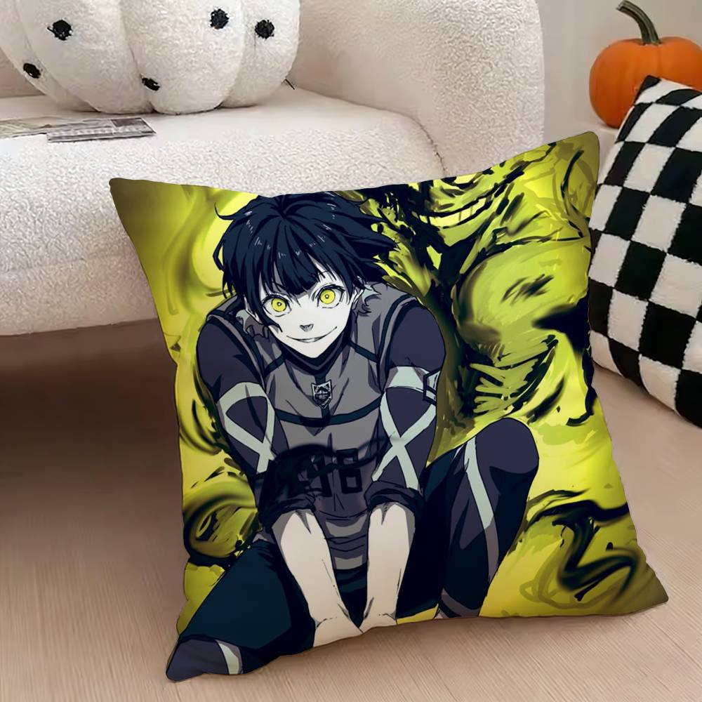 B-Blue Anime Lock Pillow Case For Sofa Living Room Home Office Decor Protective Cover