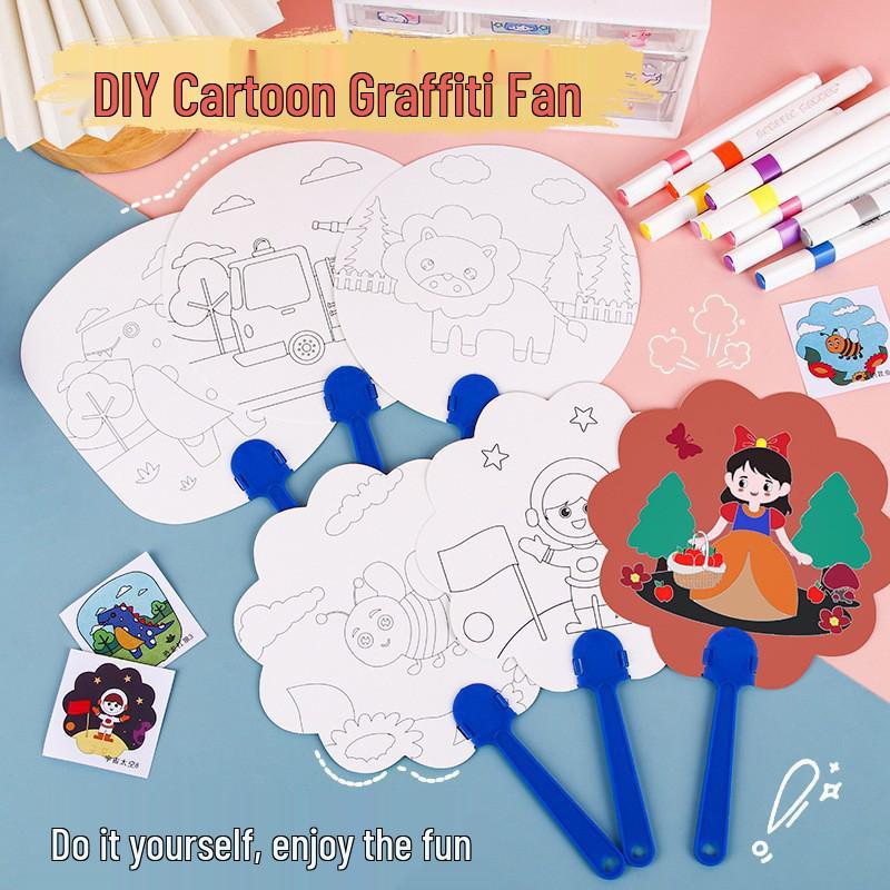 

Children s Cartoon Graffiti DIY Hand Fan - Toddler Educational Coloring Activity