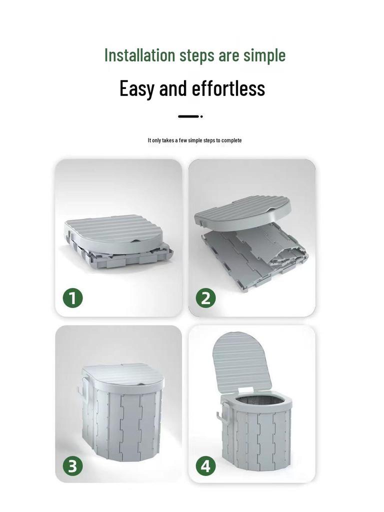 Sanitário Portátil Dobrável à Prova de Odor para Viagem para Adultos e Crianças