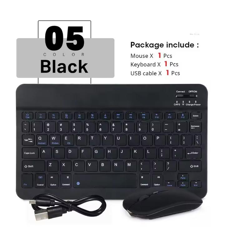 Hebrew Russian Korean Spanish Portable 10 Inch Wireless Keyboard and Mouse Set For iPad Samsung Huawei Tablet Laptop IOS Android