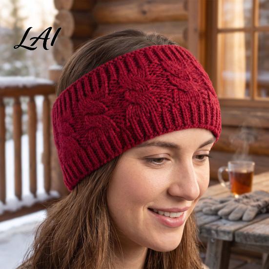 Knitted Headband with Fleece Lining Winter for Women Soft Lined Thermal Hair Running Gear Women Band Thickened Plush Ear Warmer Cold Weather Outdoor