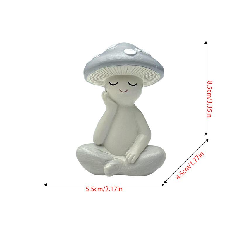 

Cute Meditation Sitting Yoga Mushroom Tabletop Decoration for Home and Living Room, Resin Craftwork. C