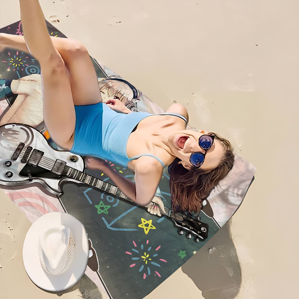 S-Super Sonico Microfiber Printed Beach Towel Mountain Climbing Yoga Beach Swimming Running Absorbent Soft Towel