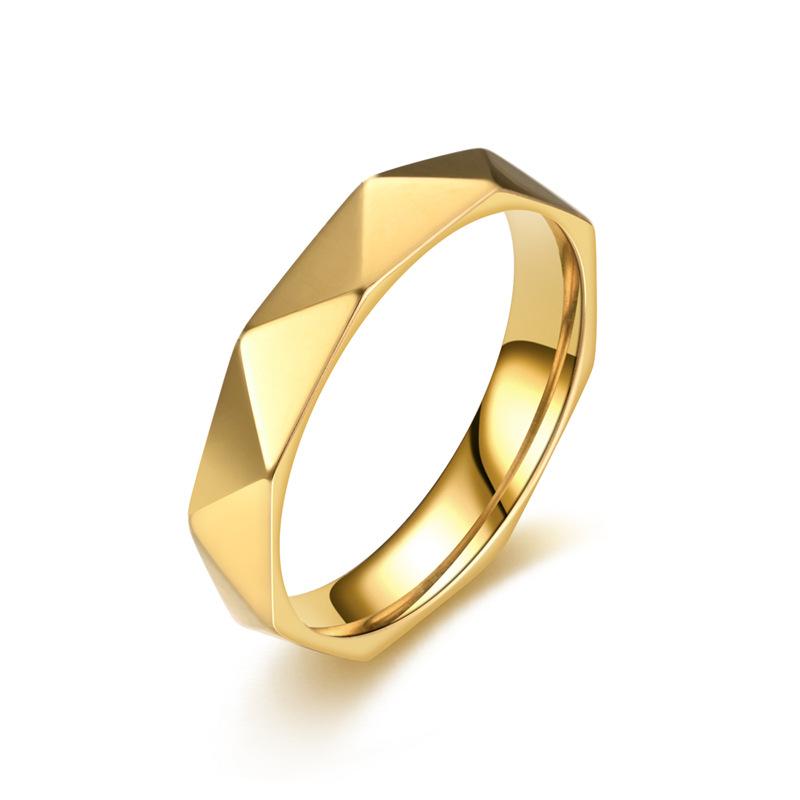 Fashion V-shaped Rhombic Titanium Steel Ring Ladies INS Cold Wind Personality Circle Niche Couple Ring Jewelry