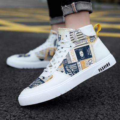 Fashion New Trendy Men's Shoes Graffiti Style Autumn High Top Men Sneakers Punk Street Cool Casual Shoes Student Platform Sports Shoes