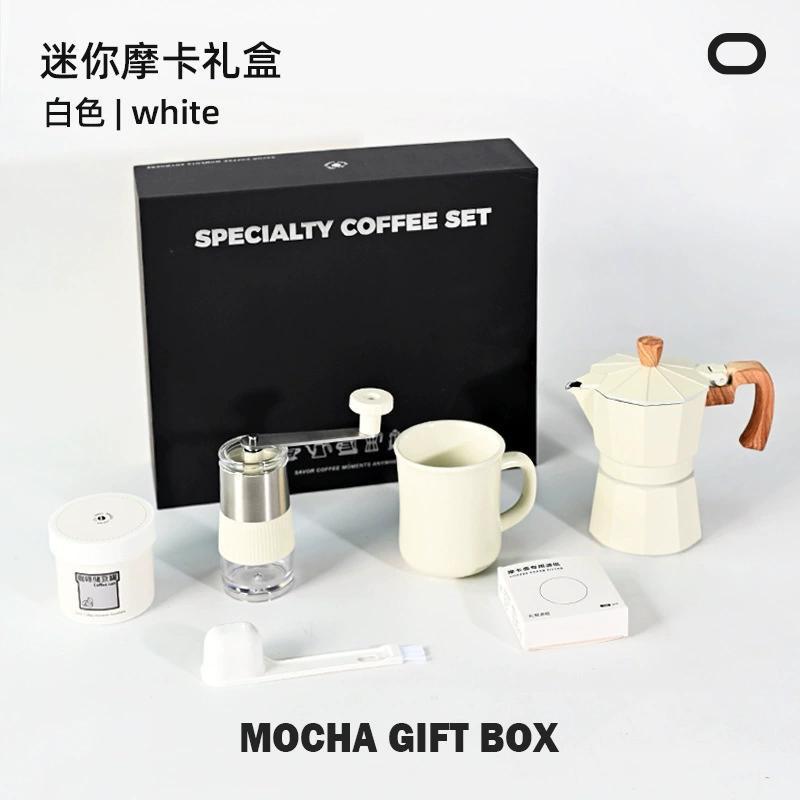Manual Coffee Grinder Set With Moka Pot 6-Piece Gift Box Home Brewing Enthusiasts