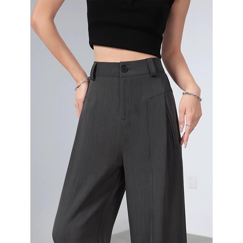 White Suit Pants Women's Spring and Autumn New High Waist Drape Thin Narrow Version Casual High-end Straight Wide-leg Pants