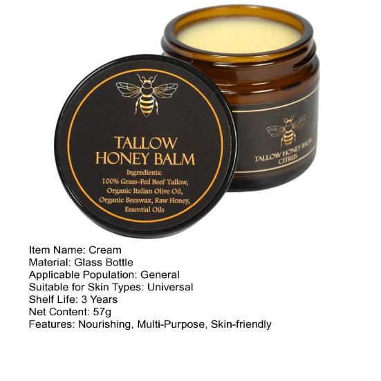 Beef Tallow Honey Balm for Face Body Natural Facial Moisturizer
