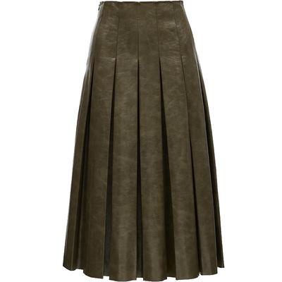 Women's High-Waist Pleated Midi Skirt