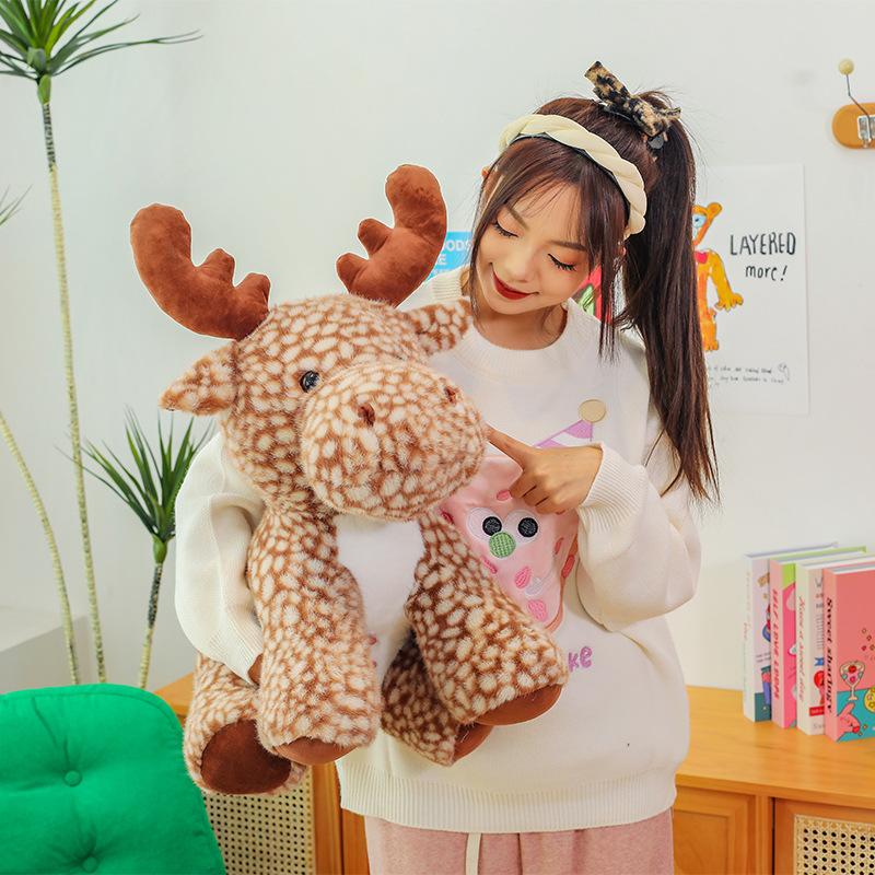 Cute Elk Plush Toys Children's Comfort Doll Claw Machine Zoo Souvenir Sika Deer