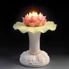 1PCS Ceramic High Footed Lotus Leaf Lamp Platform Buddhist Hall for Offering Buddha Lamps Butter Lamps Candle Holders