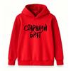 Kids Boys Girls Hooded Sweatshirt, Stylish Printed 'Elder Brother' Letter Pattern Casual Pullover Hoodie, Soft Comfortable Long Sleeve Top for Daily