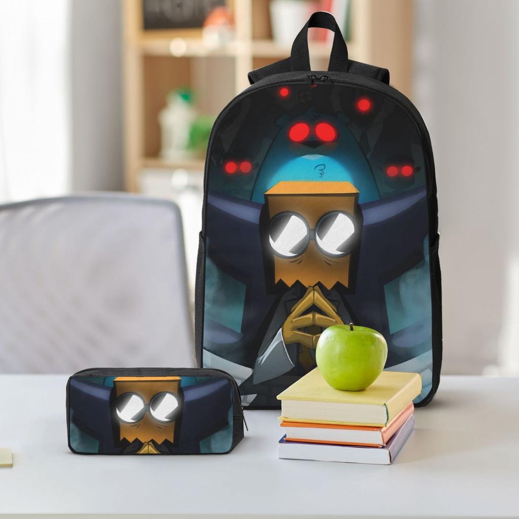 3Pcs Villainous Comdy Merch Backpack Set for Boy Girl Pen Bags Bookbag Sets with Lunch Box For School Students Daypack