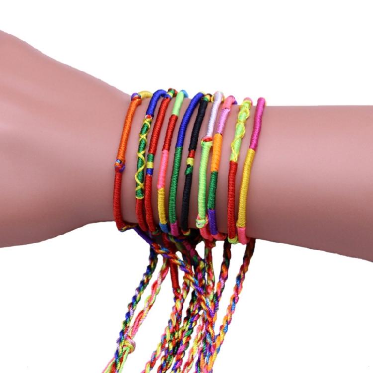 Women Girls Jewelry Gift DIY Hand-Making Cotton Rope Bracelets Random Color
