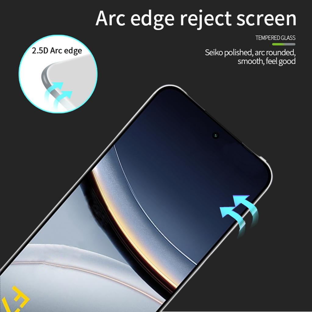 For Xiaomi Poco F7 5G/Redmi Turbo 4 Pro 5G Screen Protector MOFI 9H Full Glue Full Coverage High Aluminum-Silicon Glass Film