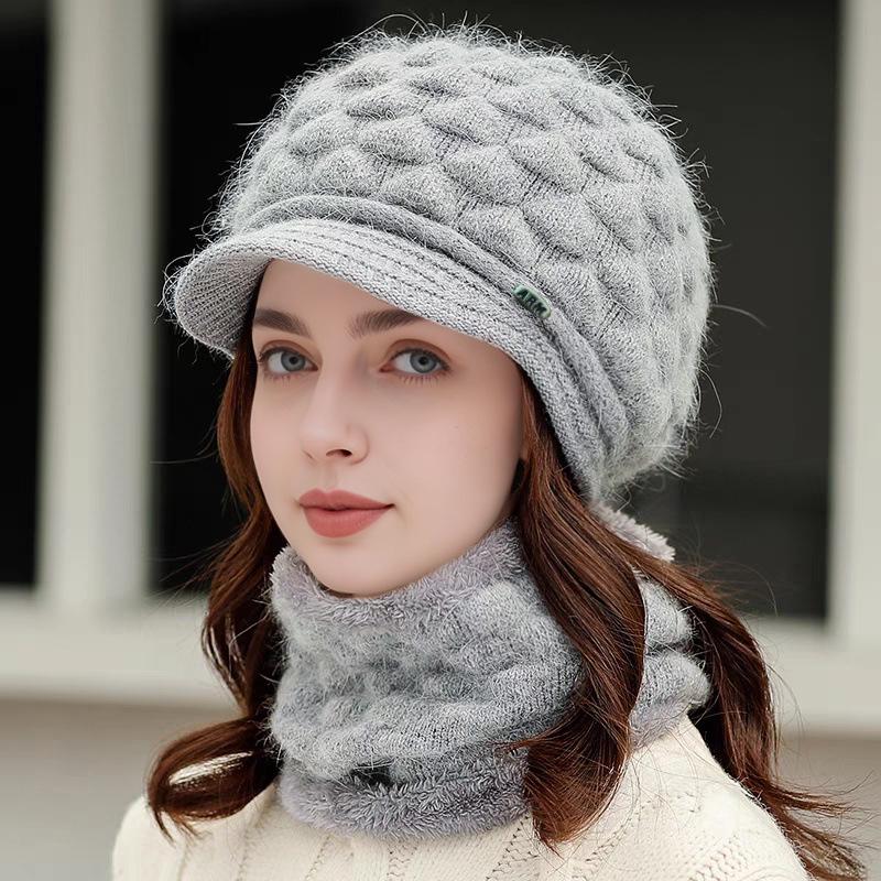 Damen Strick-Wintermütze mit kurzer Krempe - Samtgefüttert, vielseitig, warmes Wolldesign für Mittelalte und Ältere