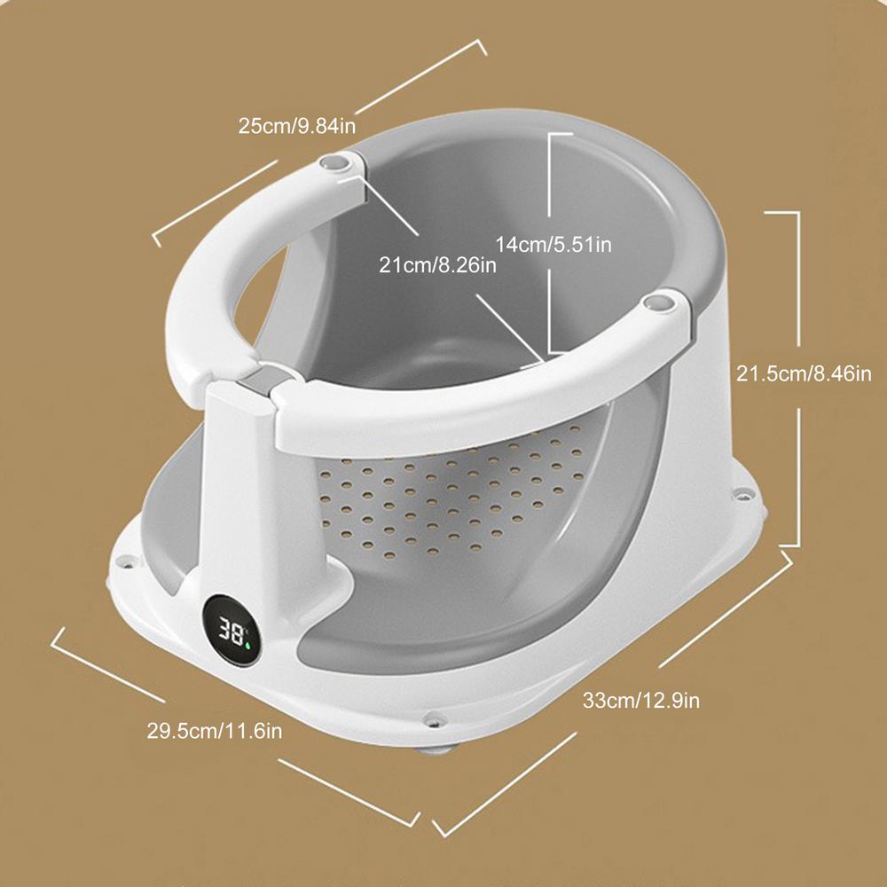 

Baby Chair For Bath Baby Bath Tub Seat With Temperature Sensor Children Support Safety Protection Assistance For Home Travel сірий колір