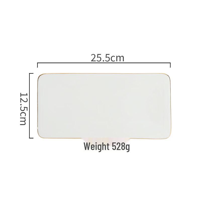 Gold-Rimmed White Ceramic Dessert Plate