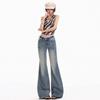 Spring Summer Vintage Light Blue Y2K Slim Horse Hoof Micro Flare Denim Pants For Ladies Casual Pants Oversize Denim Trousers