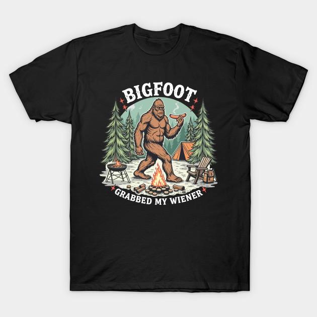 

Men Black Print T-shirt Bigfoot Grabbed My Wiener No-Cut Transfer Paper Print Cotton Tshirt 4XL чорний
